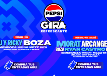 Artistas en el escenario durante la Gira Refrescante Pepsi 2025 en Guatemala